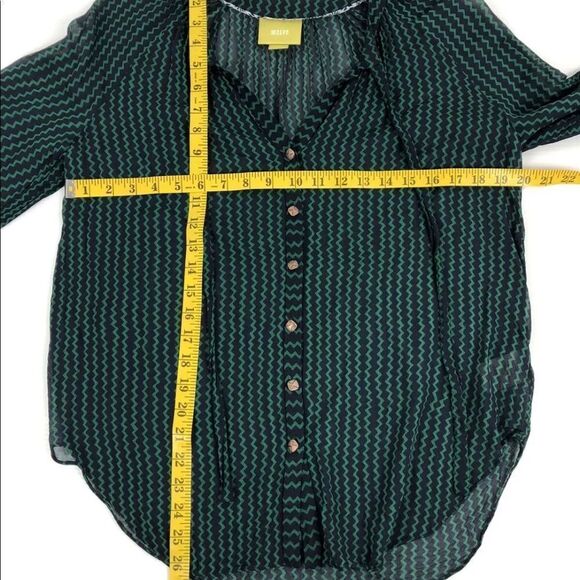 MAEVE Anthropologie Viscose Blouse Medium Green - Picture 4 of 6
